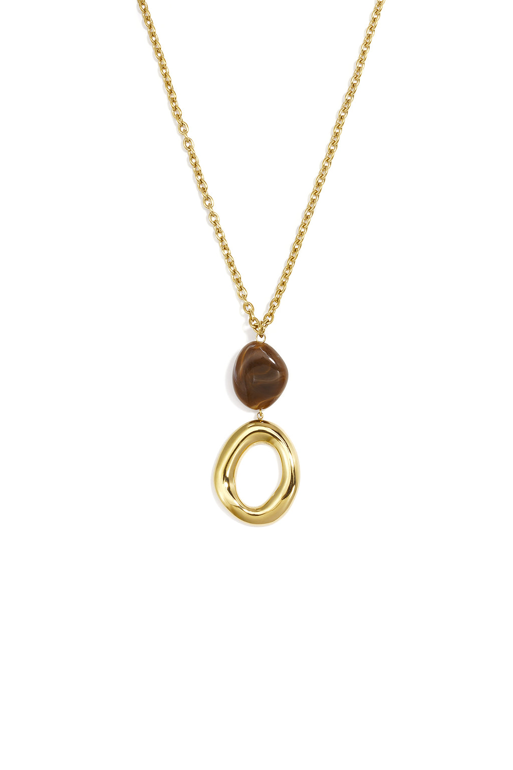Collier Pendentif Cercle & Acrylique - Brun - Bijoumani