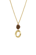 Collier Pendentif Cercle & Acrylique - Brun - Bijoumani