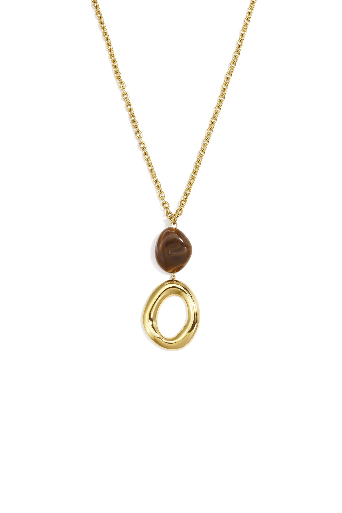 Collier Pendentif Cercle & Acrylique - Brun - Bijoumani