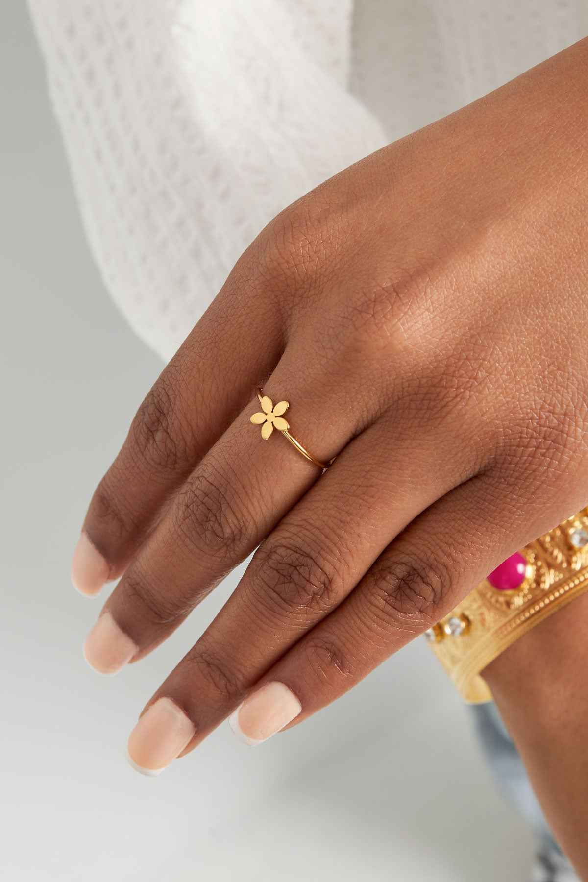 Bague Fleur Acier Inoxydable - Douceur Florale & Port Quotidien Femme