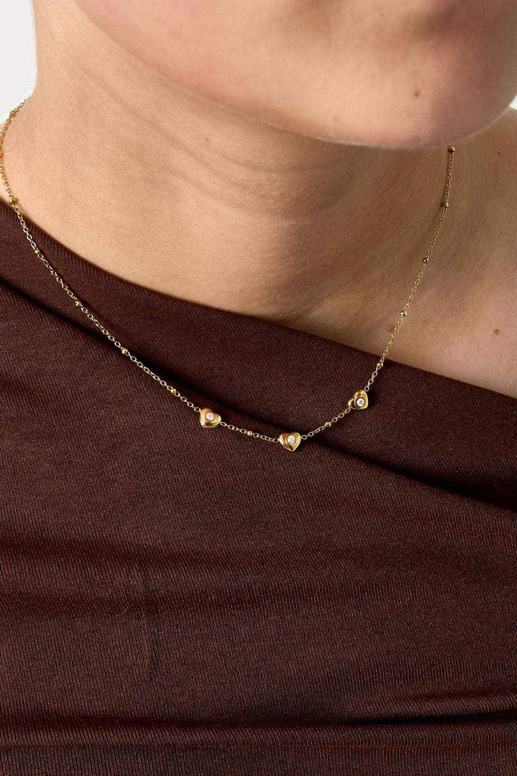 Collier Perles & Cœurs Ornés de Pierres - Bijou Romantique & Luxueux Femme