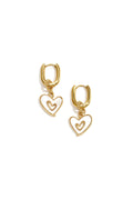 Boucles d'oreilles ovales avec des cœurs pendants en nacre