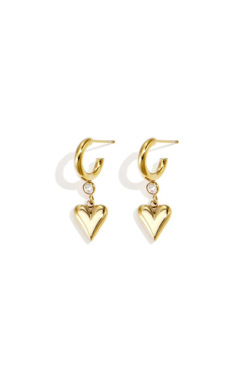 Boucles D'Oreilles Pendantes Cœur & - Doré - Bijoumani