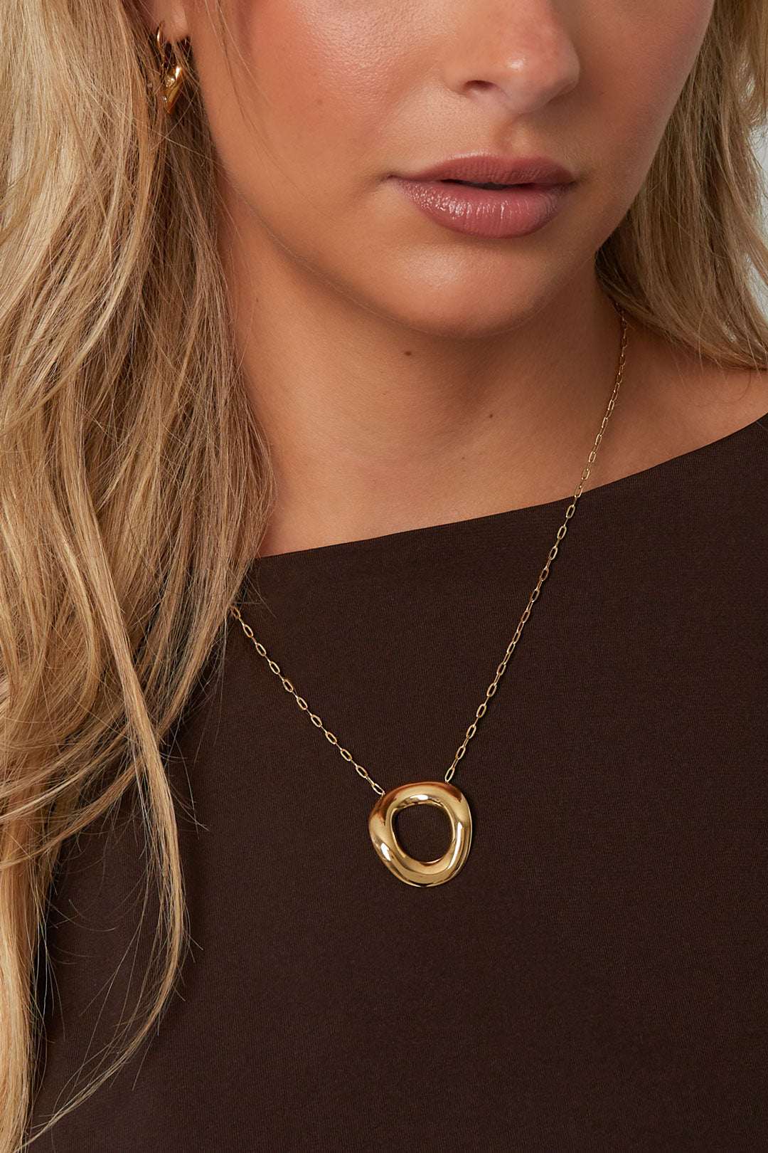 Colliers pendentifs en acier inoxydable cercle Casual Daily Simple
