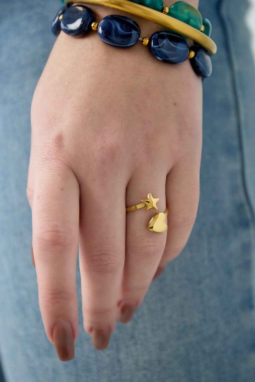 Bague avec coeur et étoile