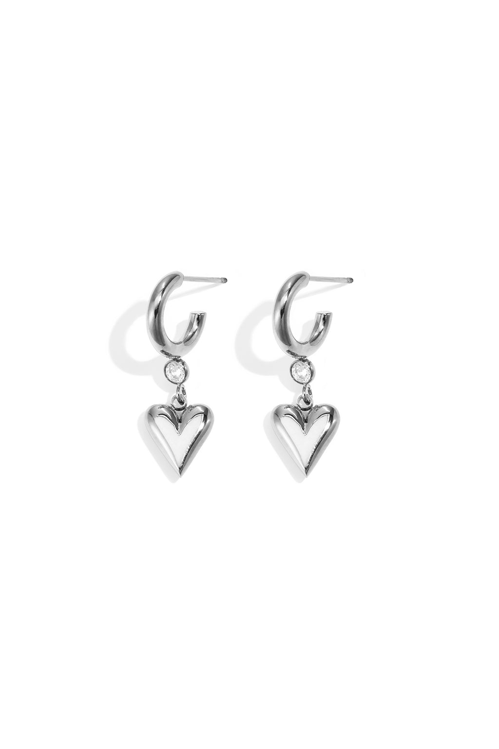 Boucles D'Oreilles Pendantes Cœur & - couleur argent - Bijoumani