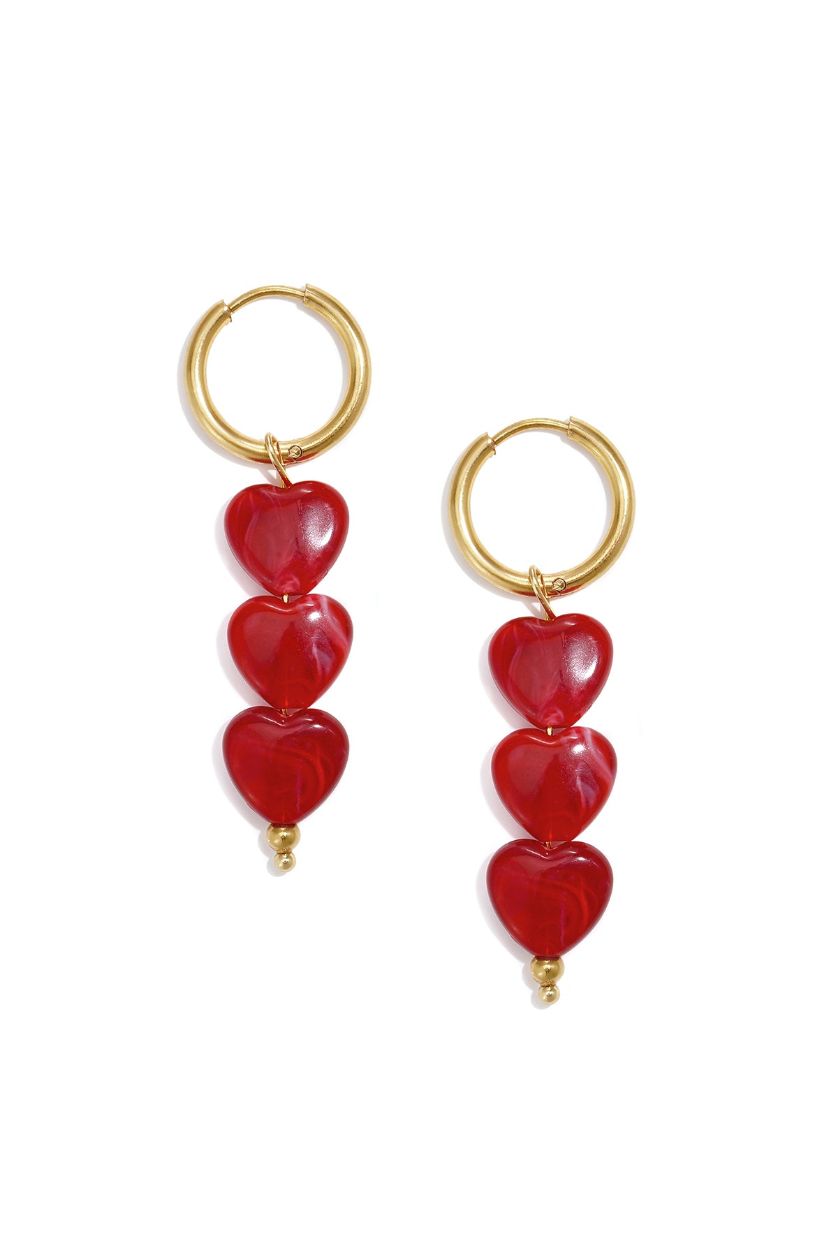 Boucles d'oreilles en perles d'acier inoxydable en forme de cœur, collection Daily Simple, bijoux pour femmes