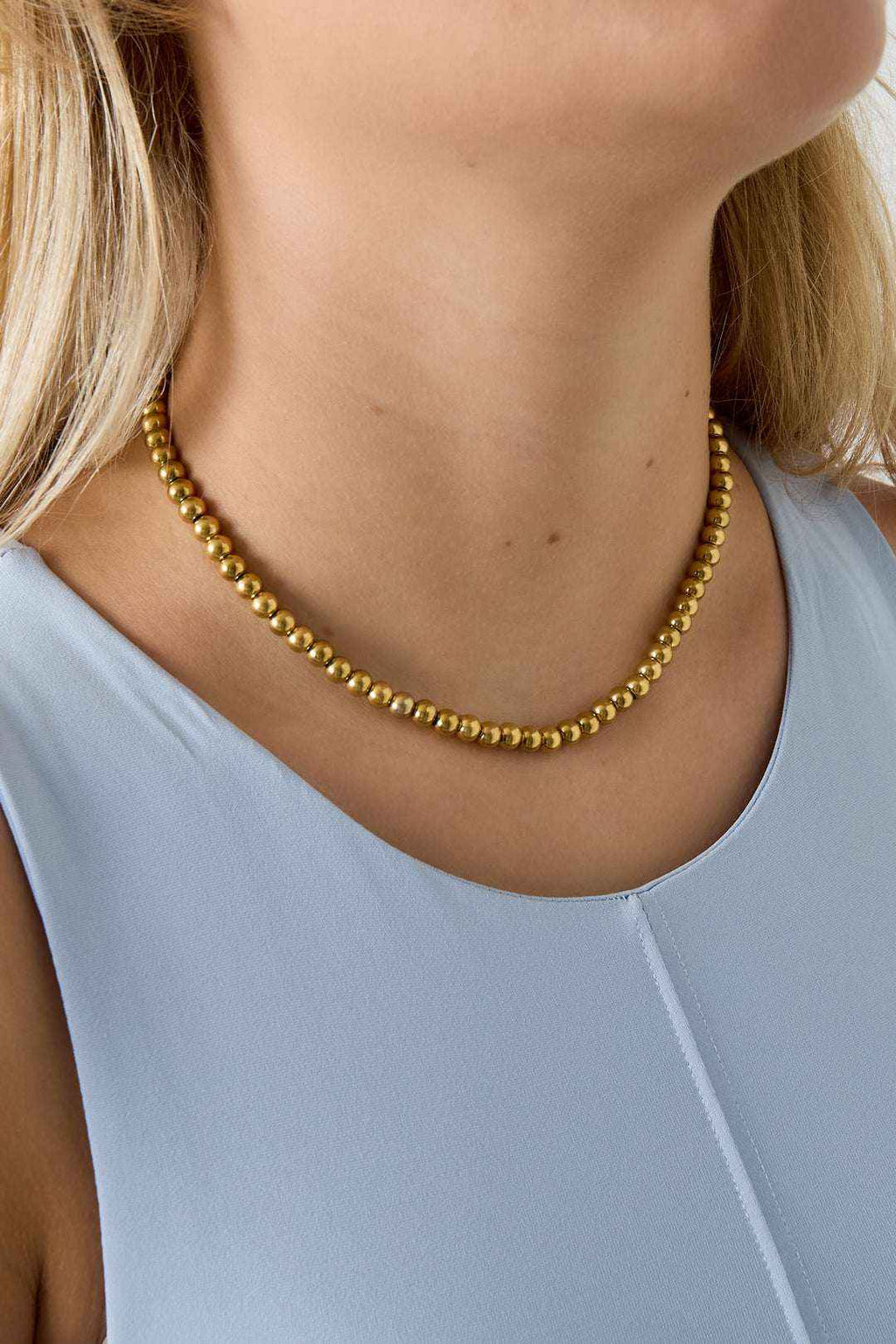 Collier de Perles Solides 6 mm - Classique & Élégant Intemporel Femme