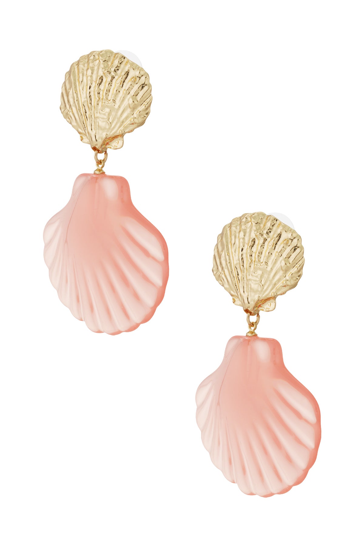 Boucles d'oreilles coquillage rose - Couleur rose et or