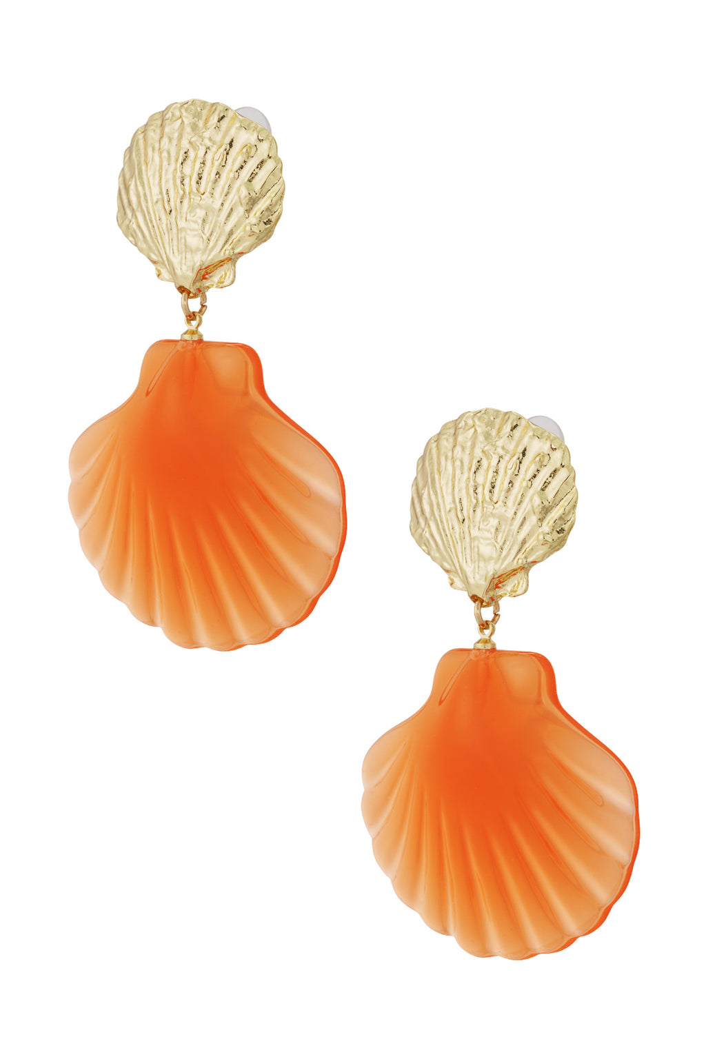 Boucles d'oreilles coquillage rose - Couleur rose et or