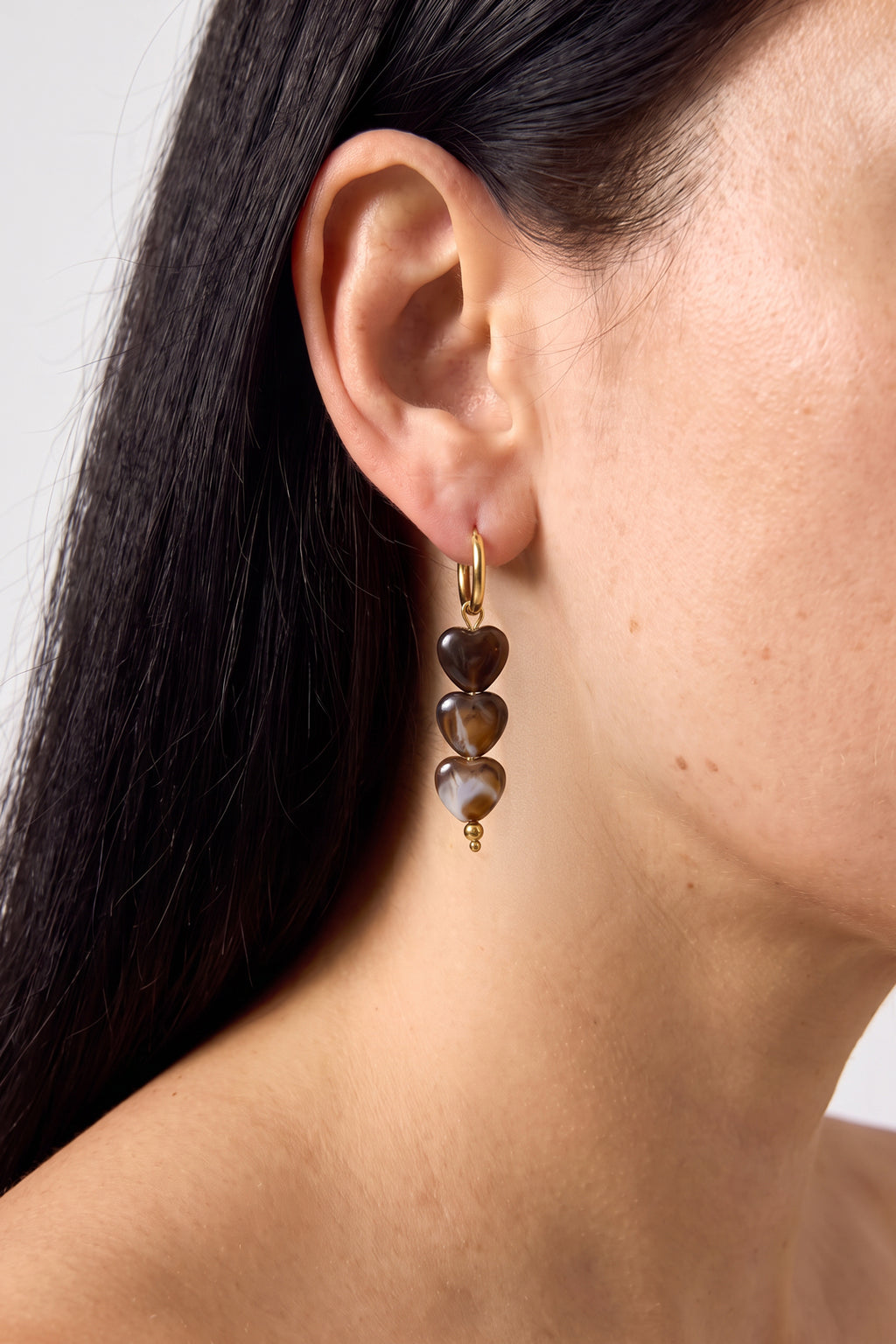 Boucles d'oreilles en perles d'acier inoxydable en forme de cœur, collection Daily Simple, bijoux pour femmes