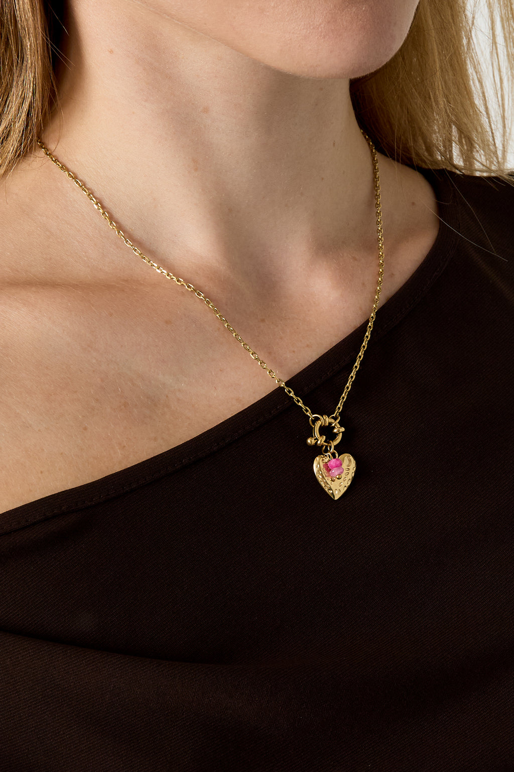 Colliers pendentifs en acier inoxydable en forme de cœur, collection Daily Simple, bijoux pour femmes