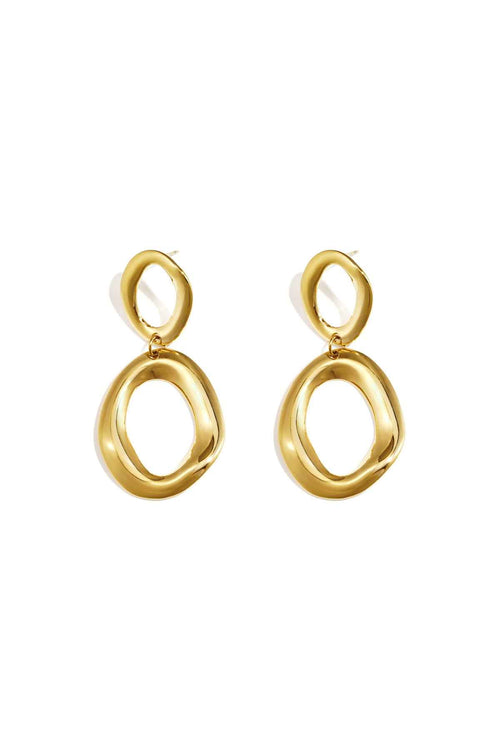 Boucles d'Oreilles Anneaux Organiques Statement - Acier Inoxydable Audacieux Femme