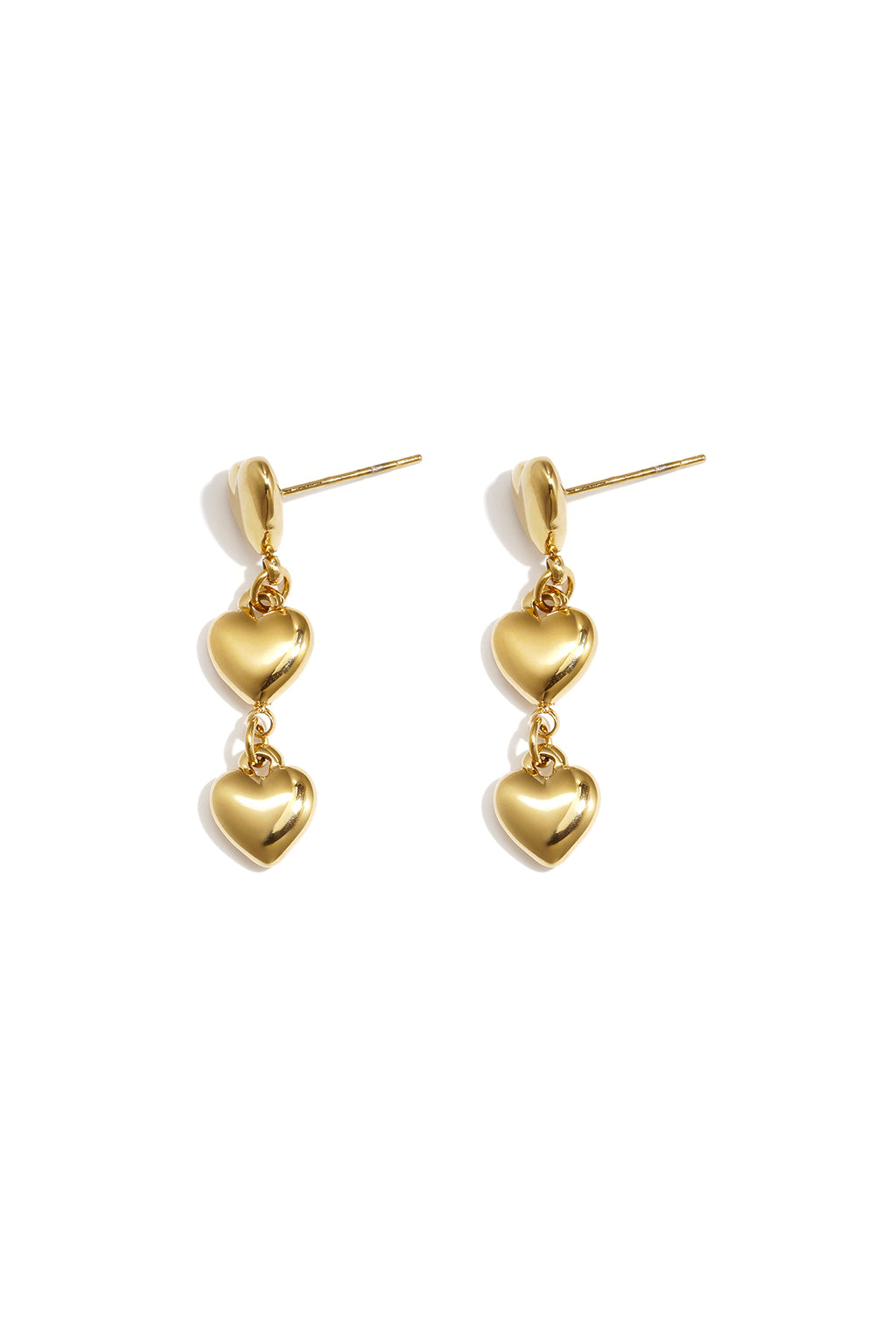 Boucles d'oreilles avec 3 cœurs pendants