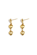 Boucles d'oreilles avec 3 cœurs pendants
