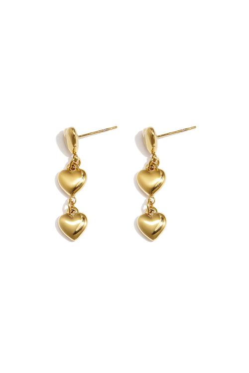 Boucles d'Oreilles 3 Cœurs Pendants - Acier Inoxydable Romantique & Poétique Femme - Bijoumani