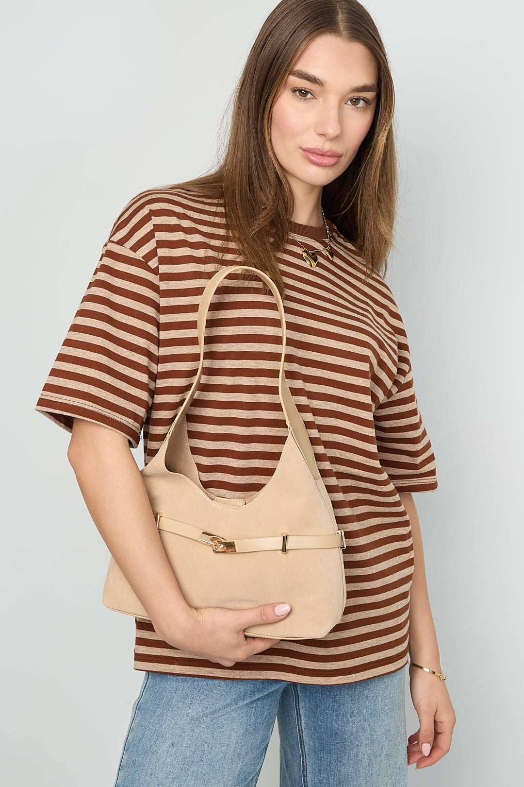 Sacs bandoulière couleur unie en daim 