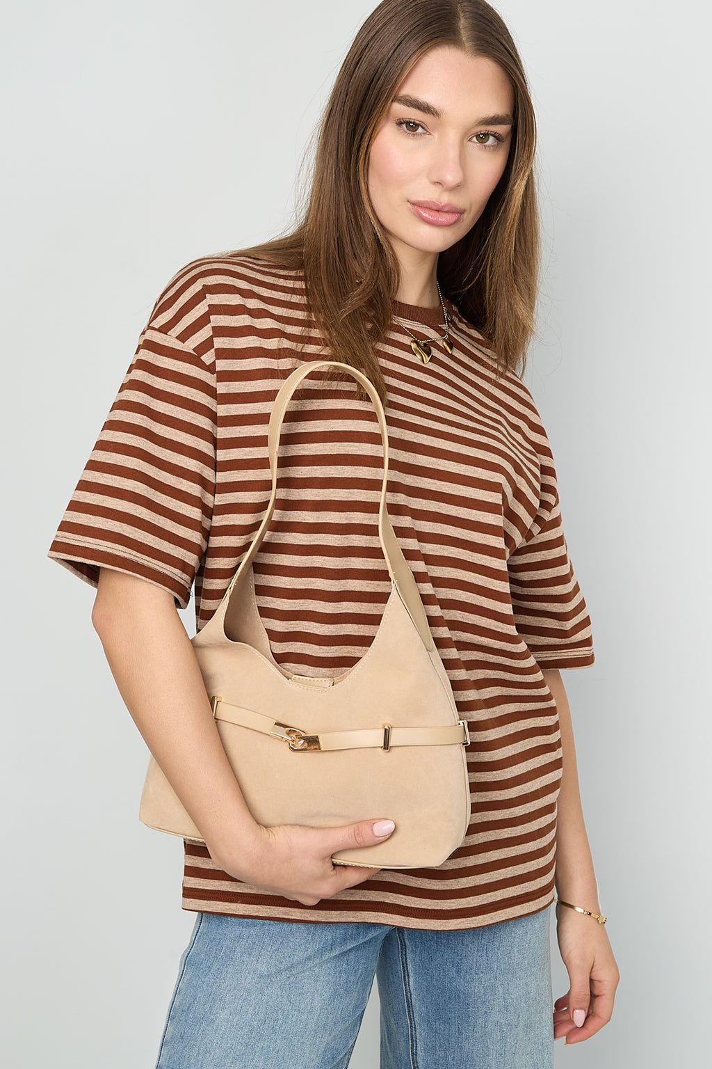 Sacs bandoulière couleur unie en daim 