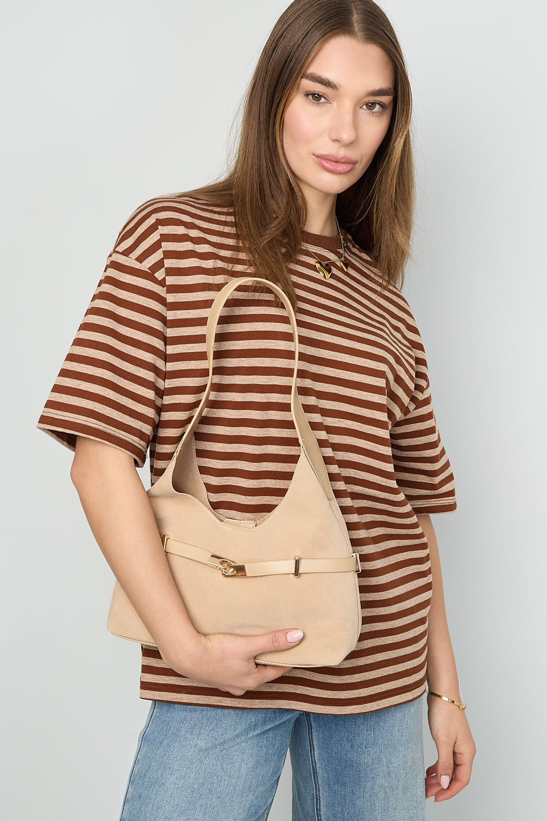 Sacs bandoulière couleur unie en daim 