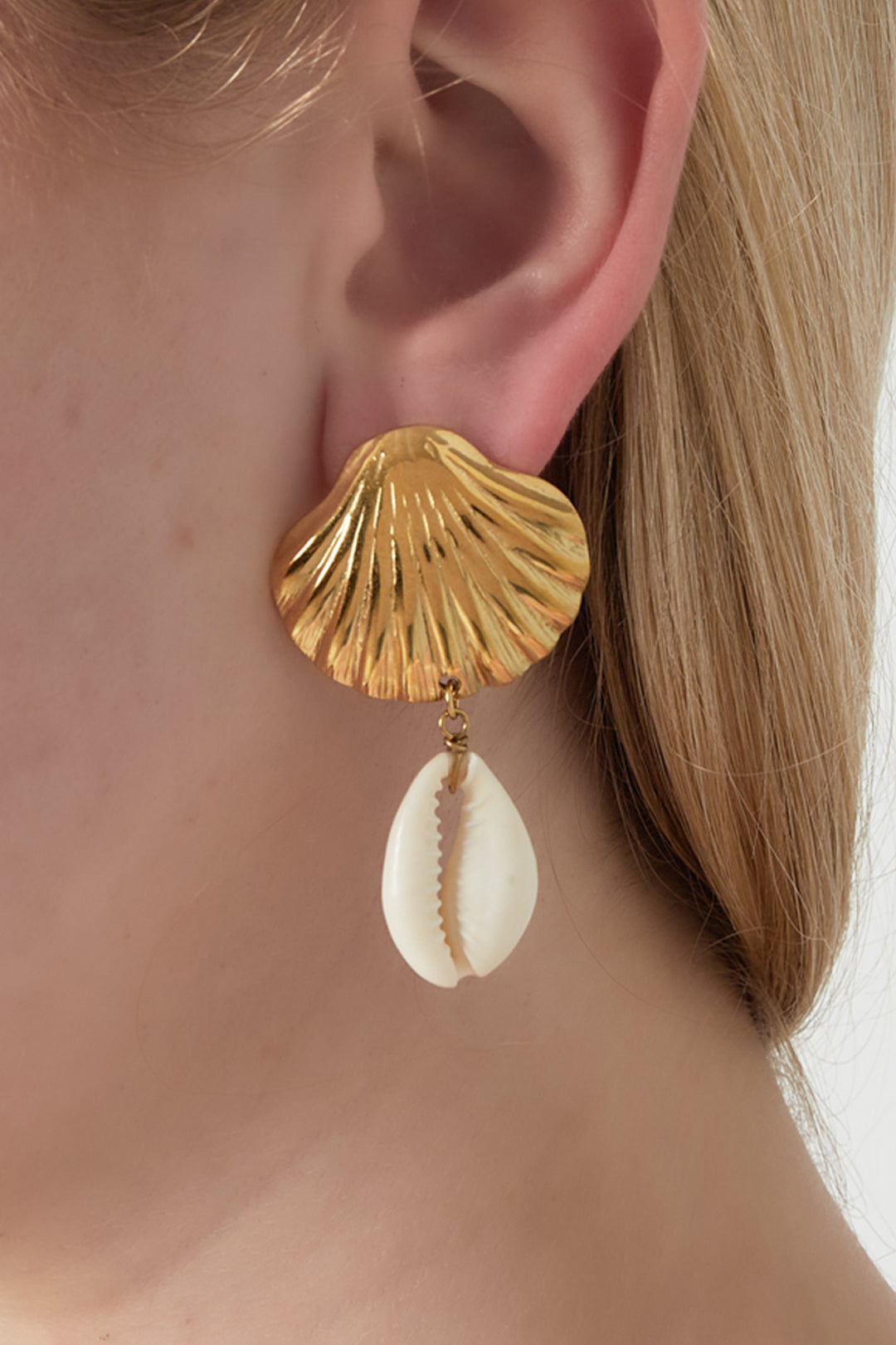 Boucle d'oreille coquillage et coquillage