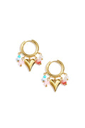 Boucles d'oreilles avec perles pendantes et cœur