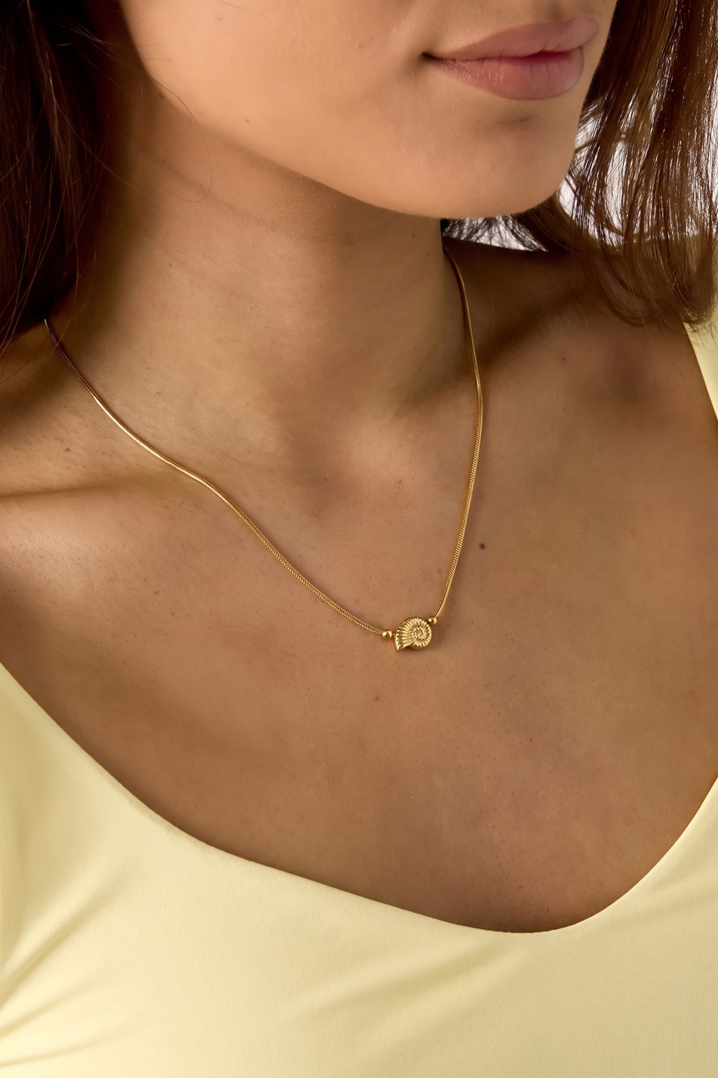 Collier avec petit coquillage en spirale acier inoxydable