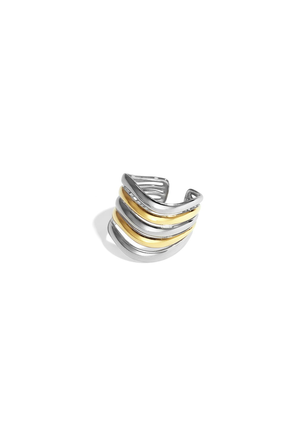 Bague Multicouche Bicolore Ajustable - Stack Effect & Style Tendance Femme - Bijoumani