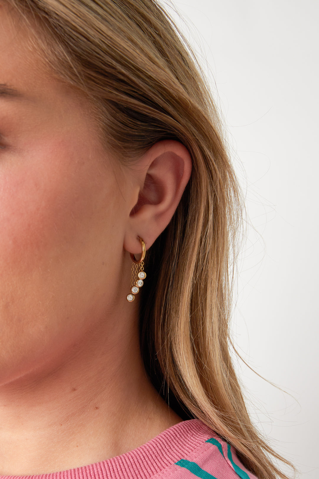 Boucles d'oreilles pendantes en acier inoxydable, style rond