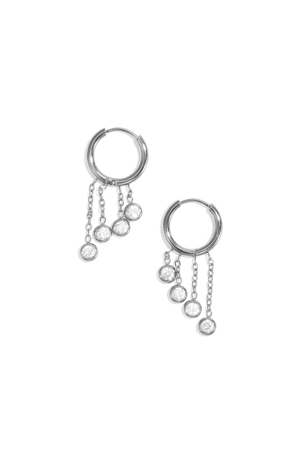 Boucles d'oreilles pendantes en acier inoxydable, style rond