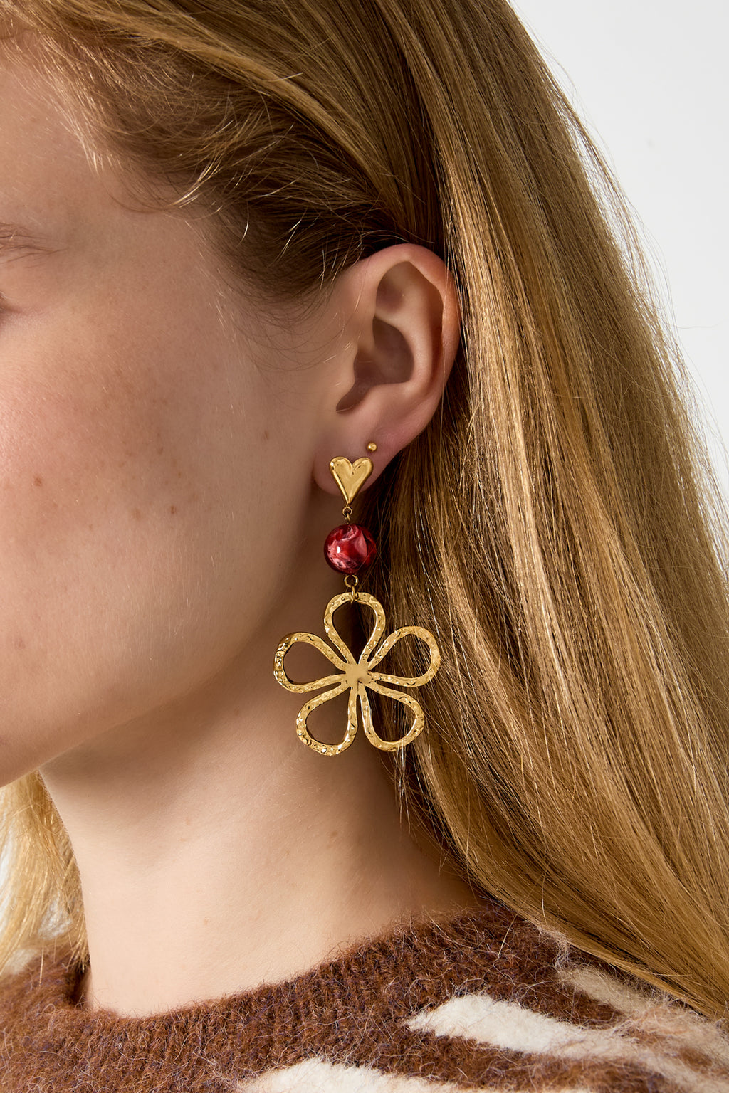 Boucles d'oreilles pendantes en acier inoxydable, motif fleur, collection Daily Simple, bijoux pour femmes