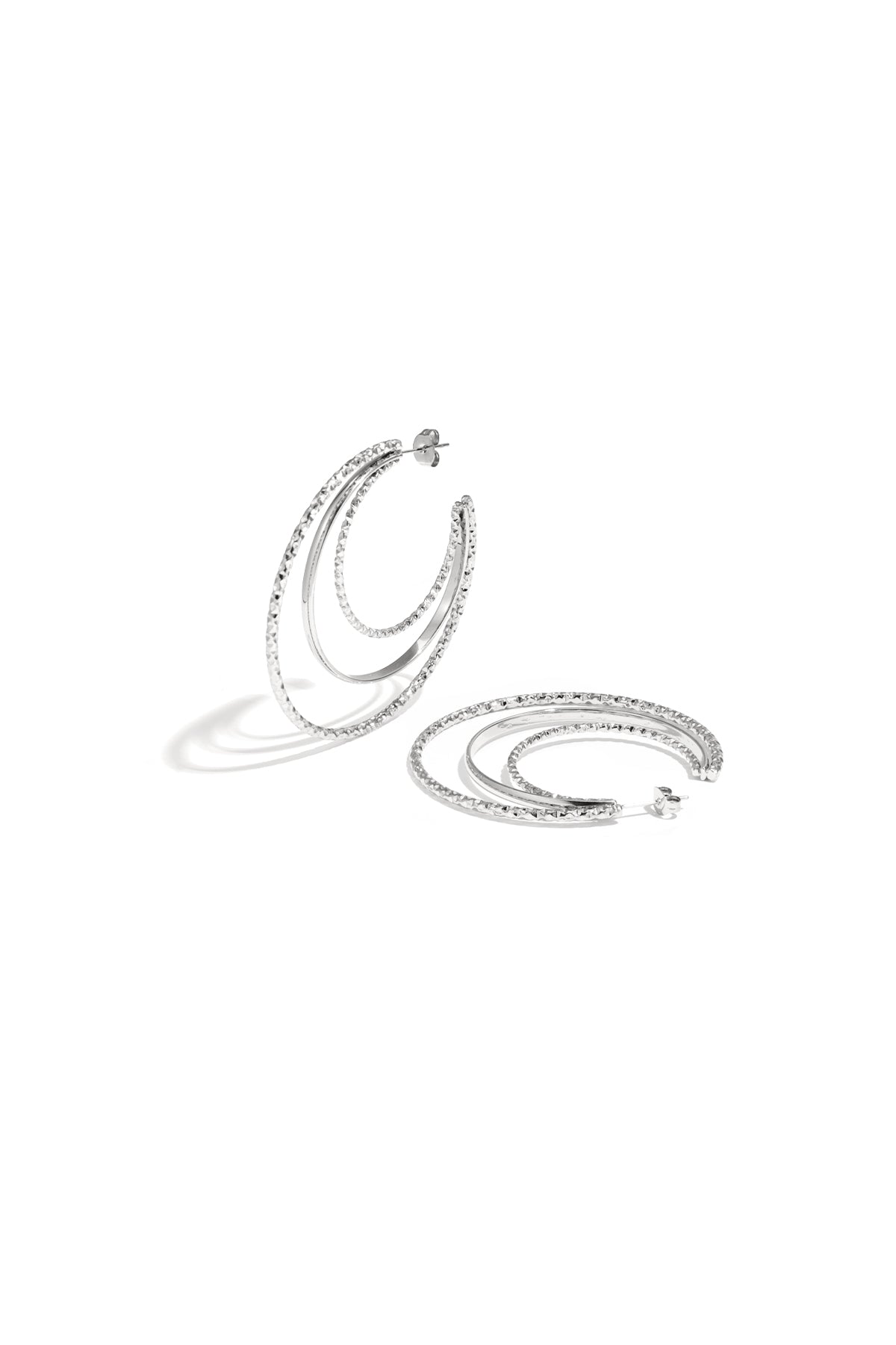 Boucles d'oreilles créoles triples superposées