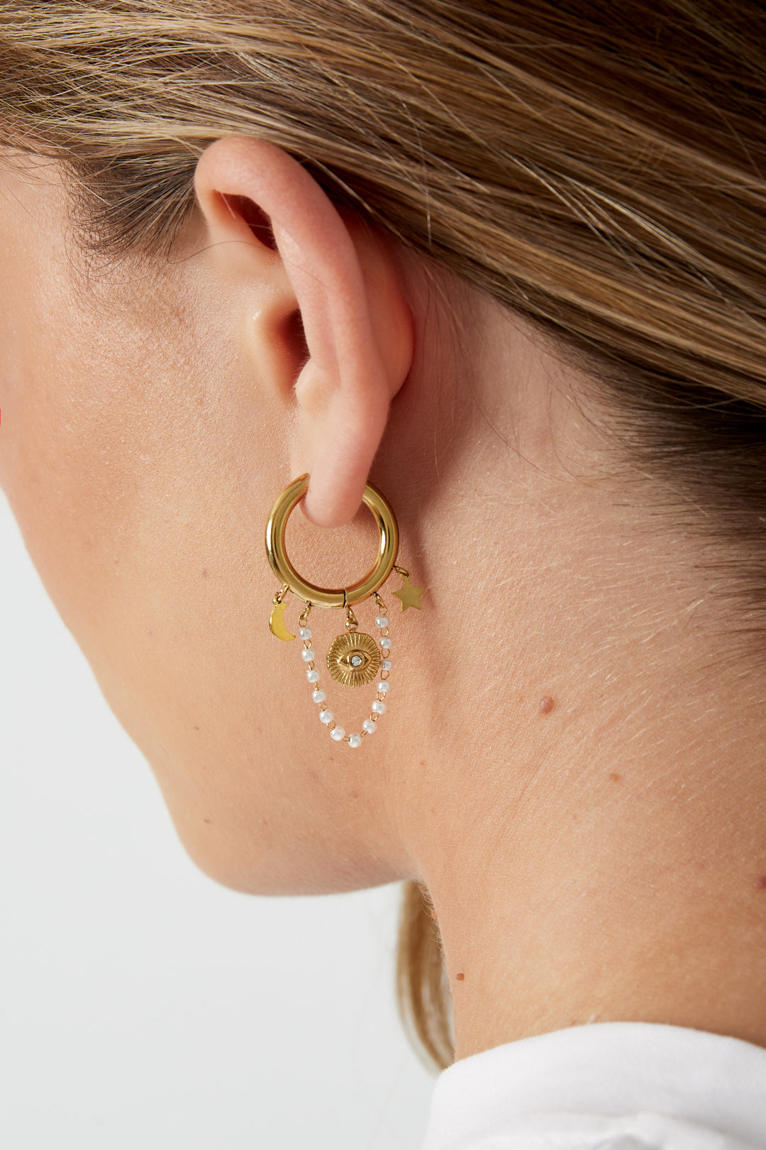 Boucles d'oreilles lune en perles