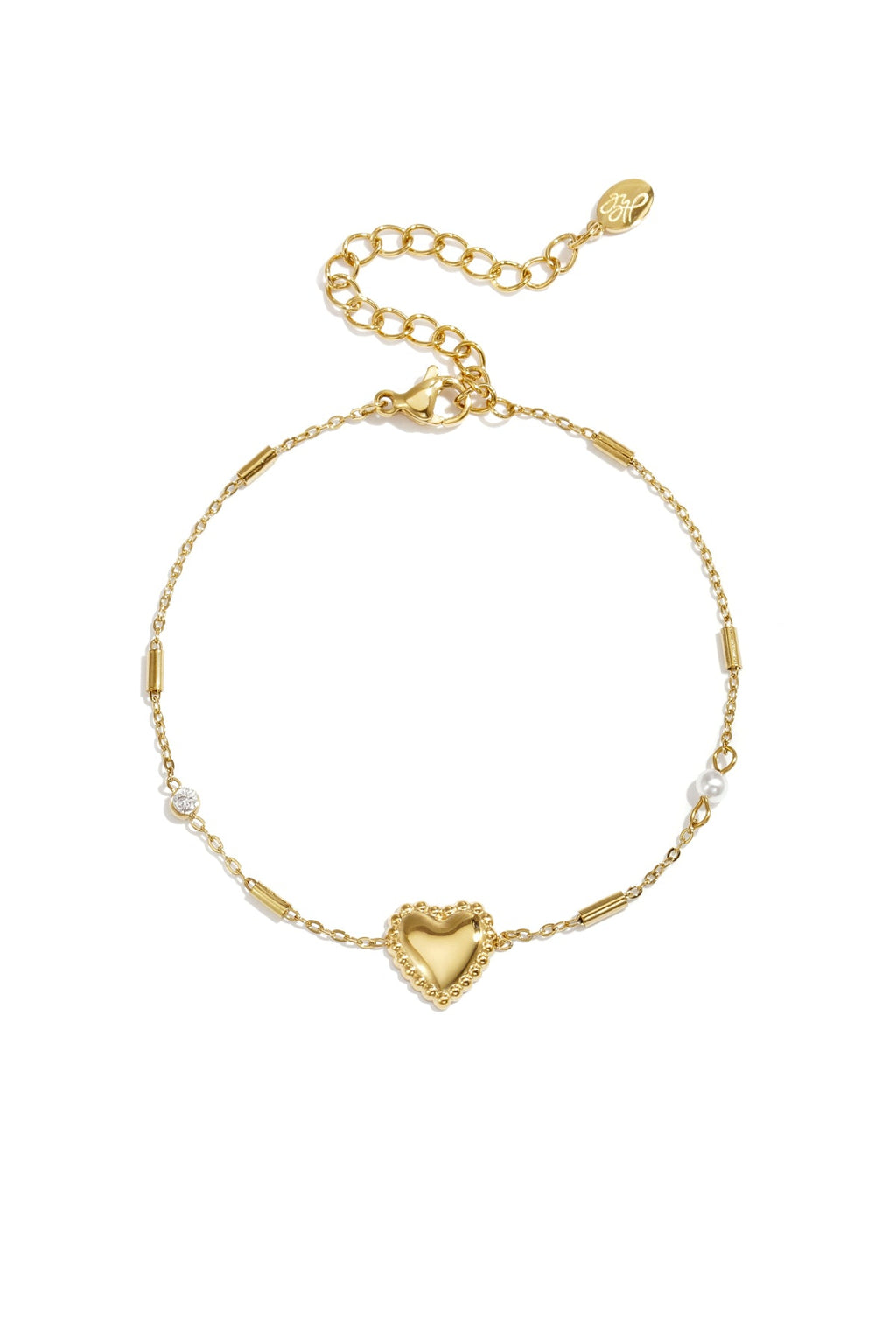 Bracelet Grand Cœur - Perles & Pierres Acier Inoxydable Femme - Bijoumani