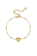 Bracelet Grand Cœur - Perles & Pierres Acier Inoxydable Femme - Bijoumani