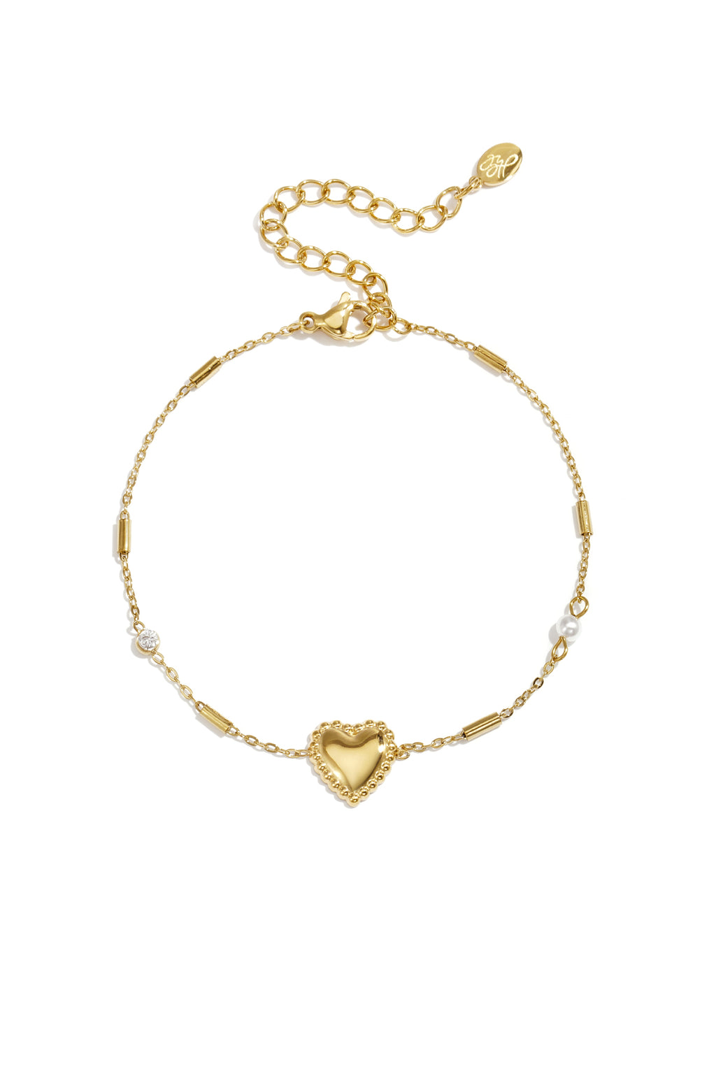 Bracelet orné de perles, de pierres et d'un cœur imposant