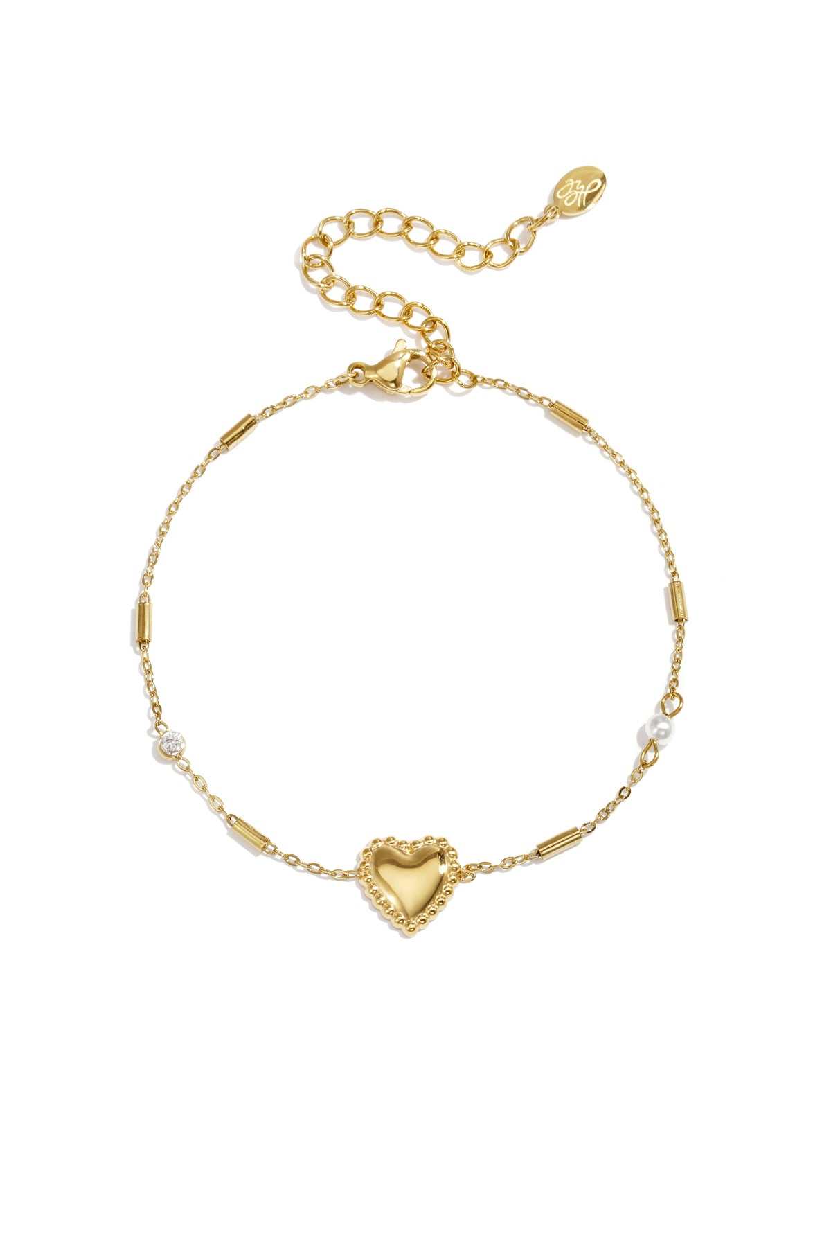 Bracelet orné de perles, de pierres et d'un cœur imposant