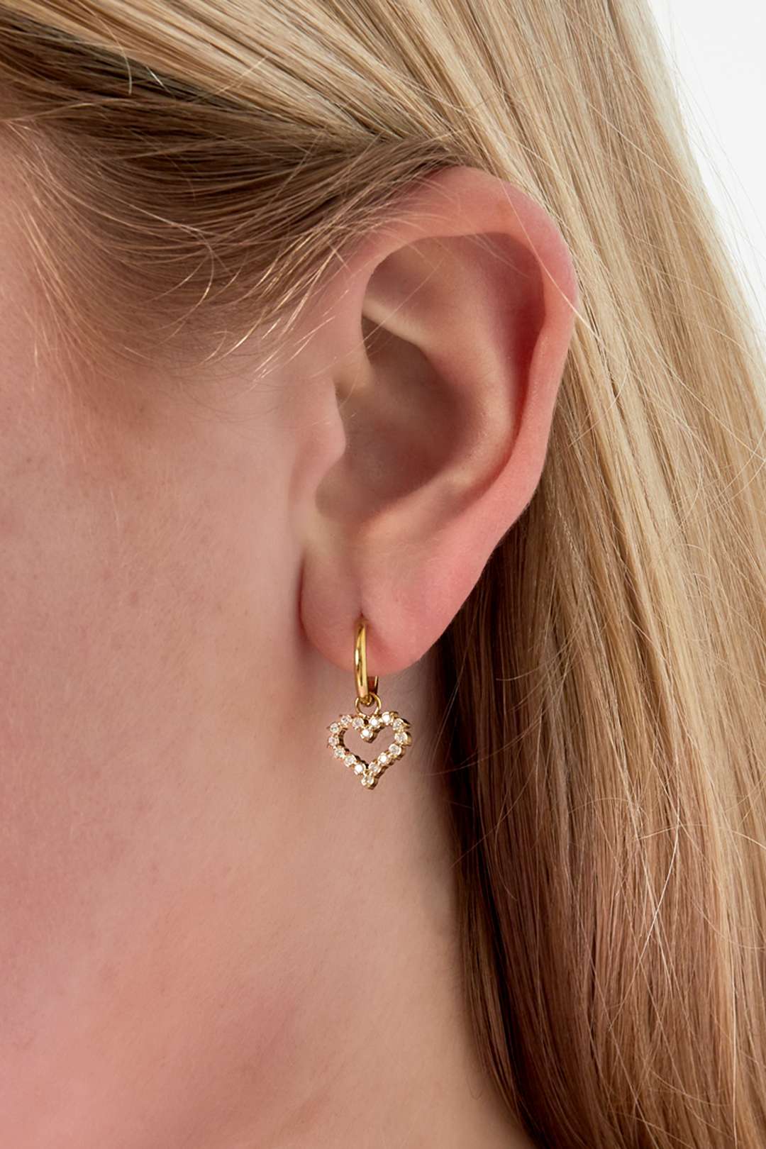 Boucle d'oreille coeur en strass