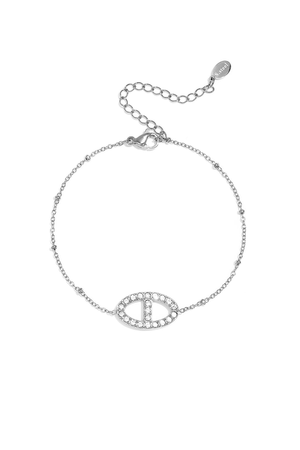 Bracelet orné de pierres ovales acier inoxydable