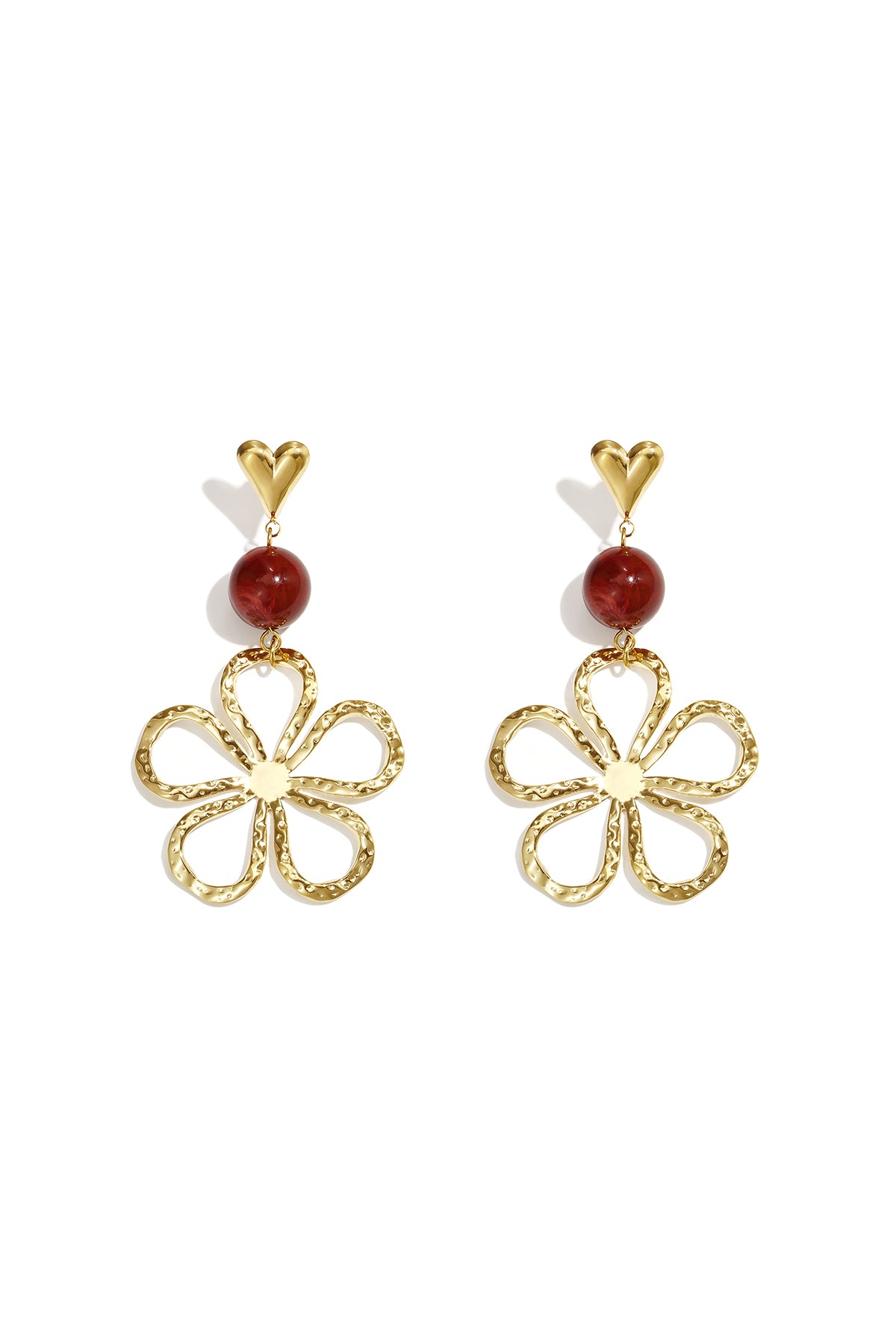 Boucles d'oreilles pendantes en acier inoxydable, motif fleur, collection Daily Simple, bijoux pour femmes