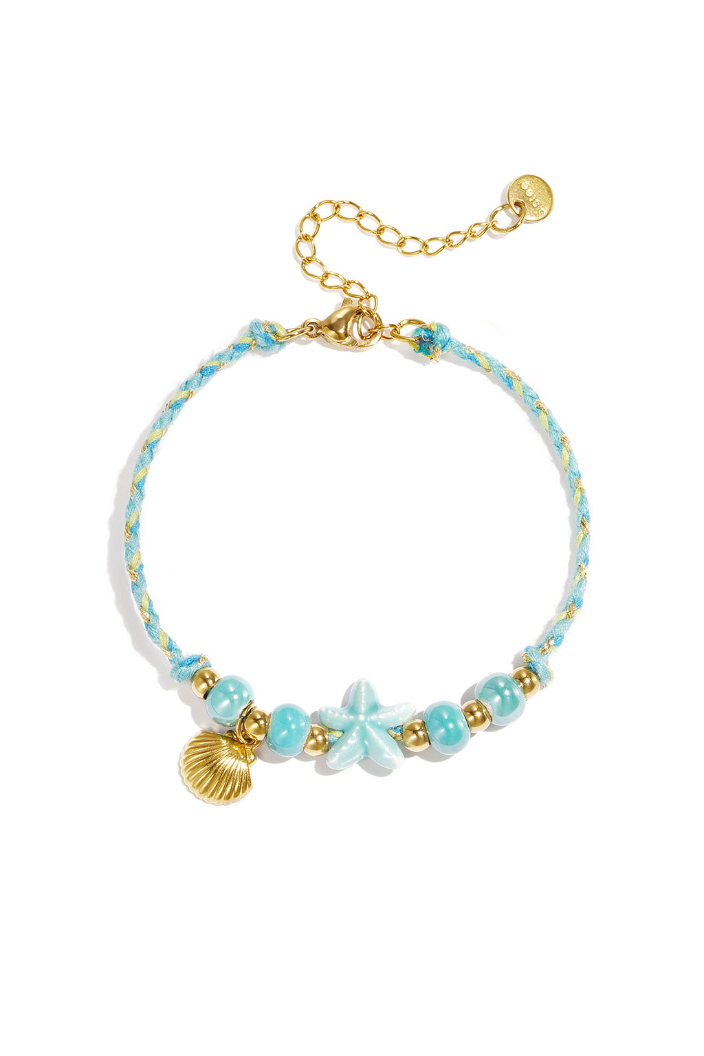 Bracelet orné de perles à motif de corde, d'étoiles de mer et de coquillages