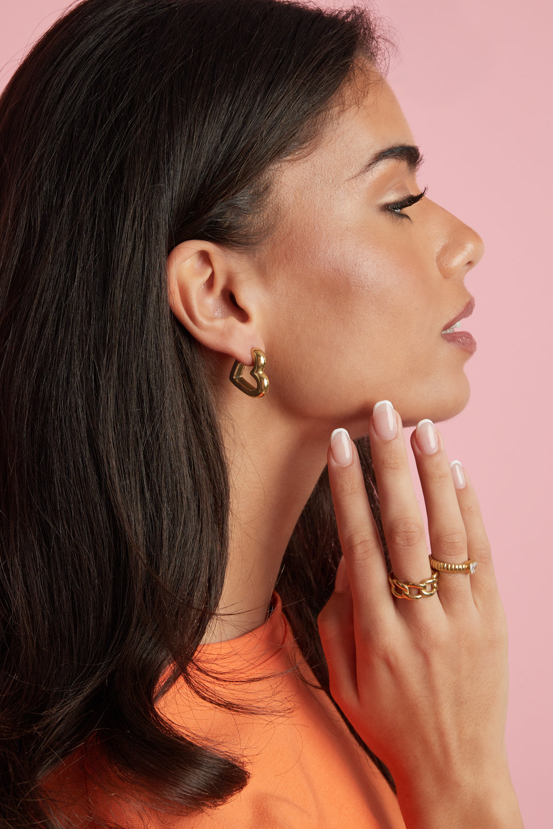 Boucles d'oreilles créoles en forme de cœur disponibles en trois tailles