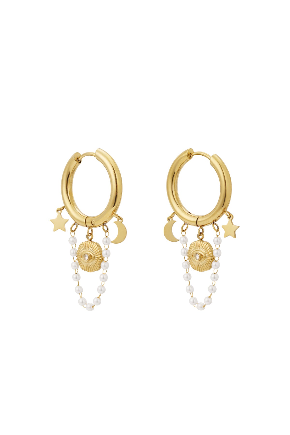 Boucles d'oreilles lune en perles