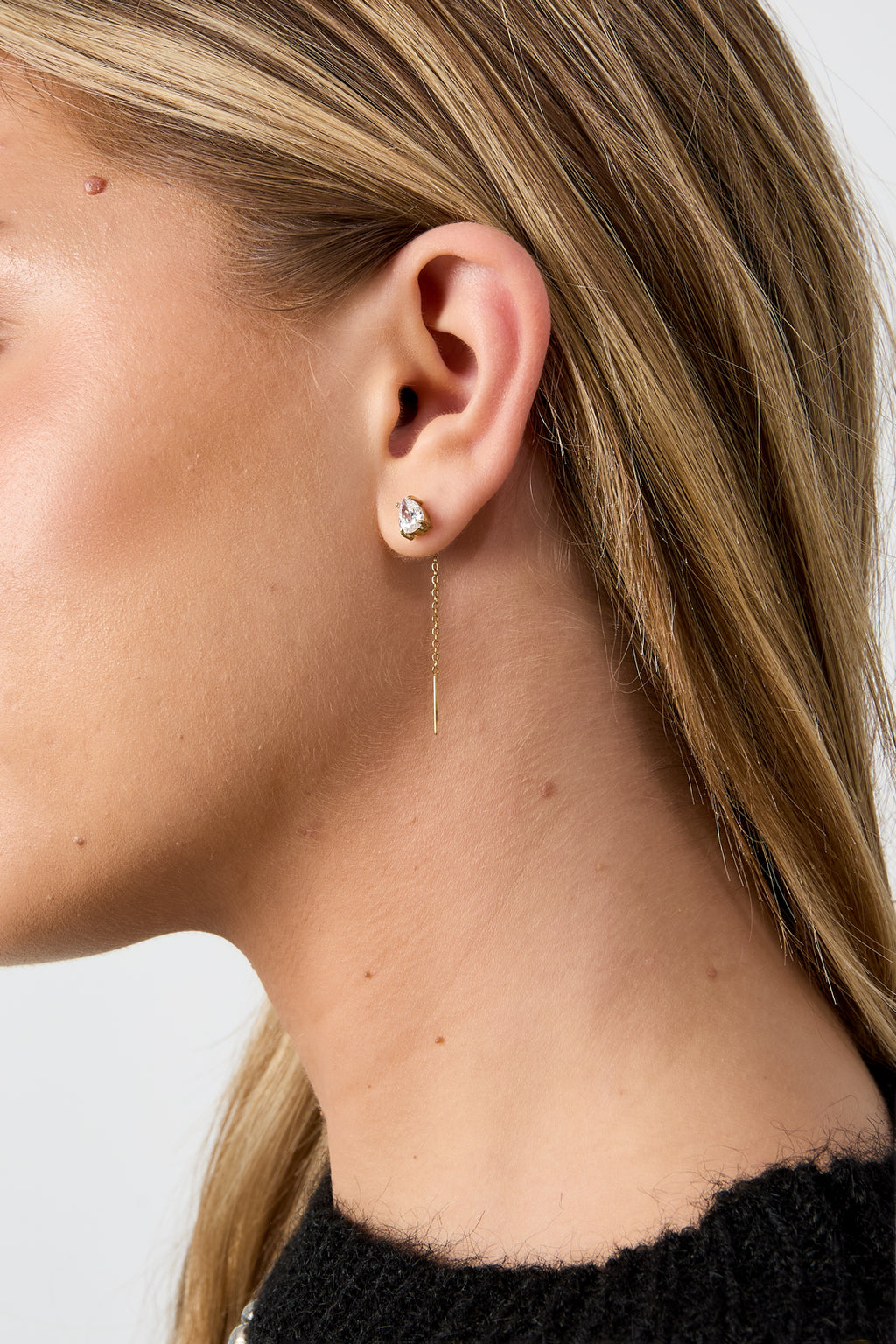 Boucles d'oreilles pendantes en acier inoxydable avec chaîne