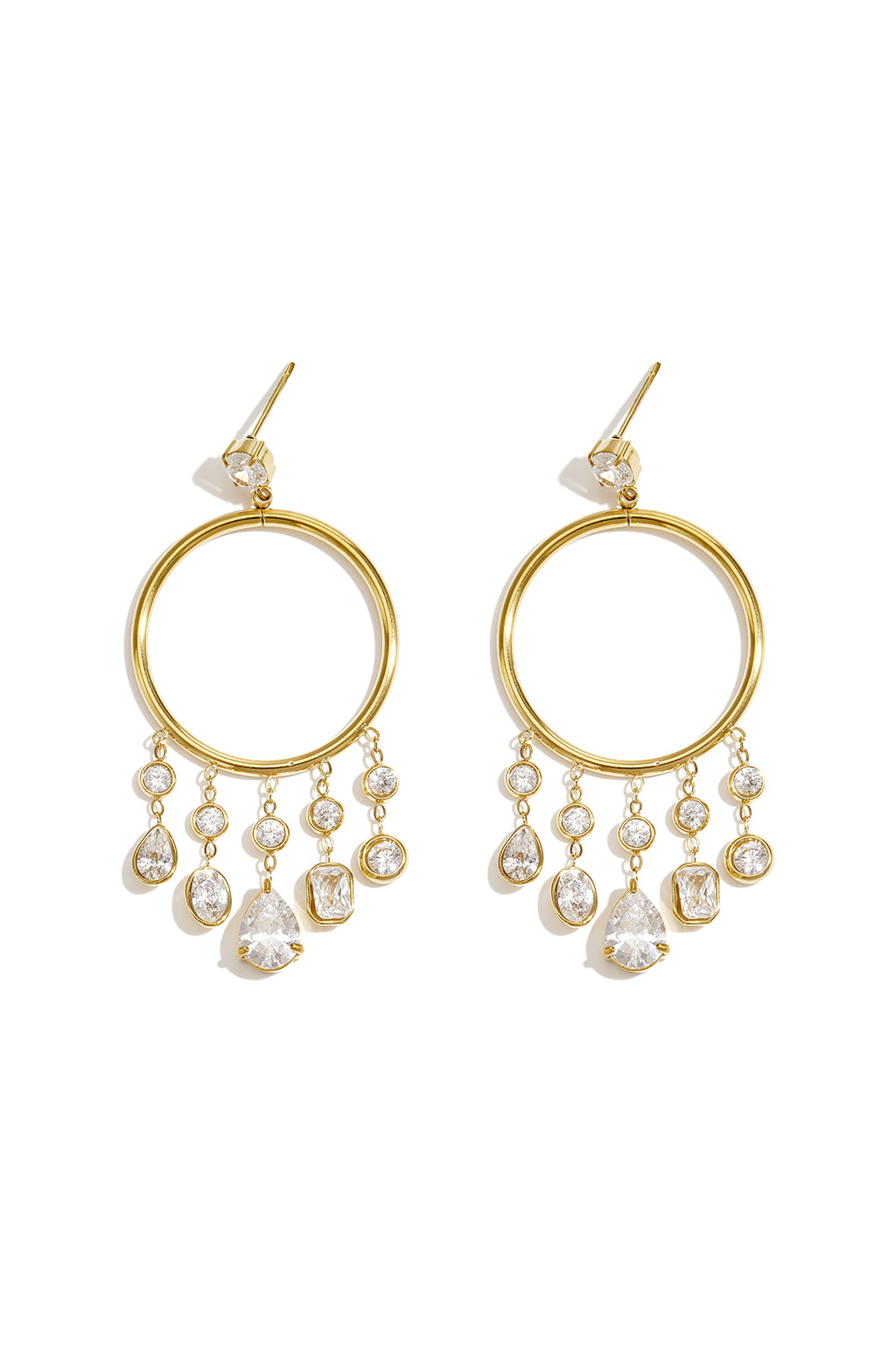 Boucles d'oreilles pendantes en acier inoxydable, style goutte, élégantes et luxueuses, collection pour femmes.