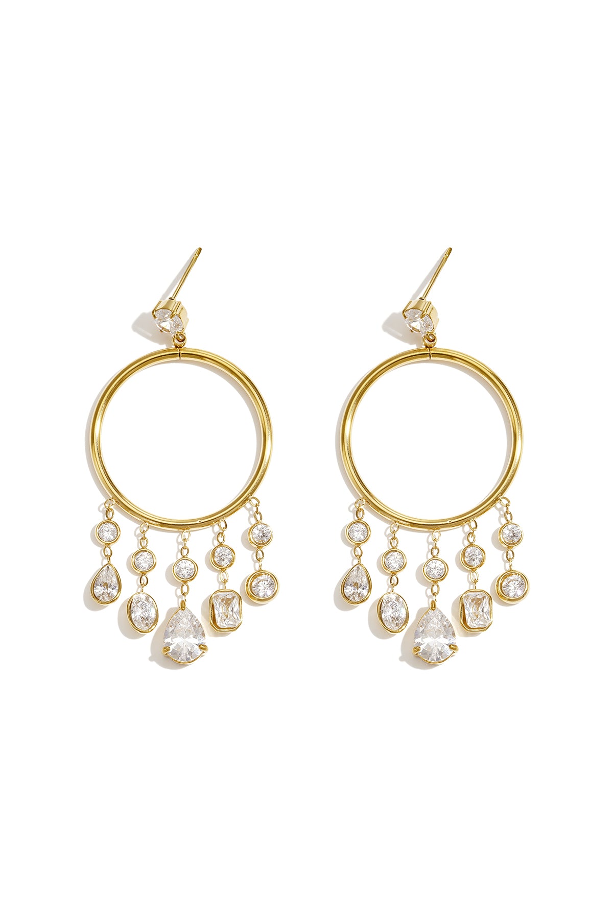 Boucles d'oreilles pendantes en acier inoxydable, style goutte, élégantes et luxueuses, collection pour femmes.