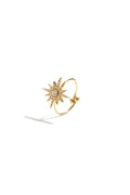 Bague ajustable ornée d'une étoile filante et de pierres