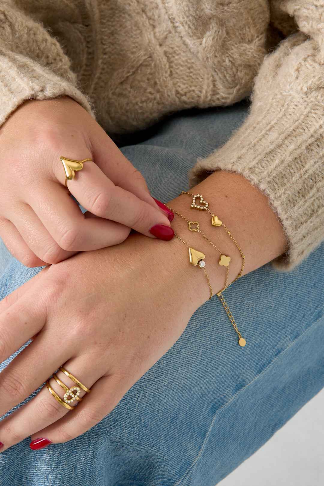 Bracelet Breloque Cœur & Strass - Simplicité Glamour & Éclat Quotidien Femme