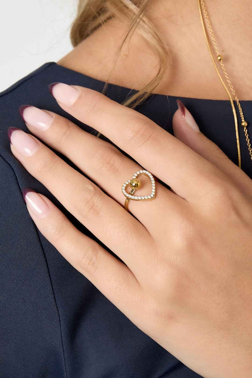 Bague Cœur Strass Ajustable - Éclat Scintillant & Style Romantique Femme