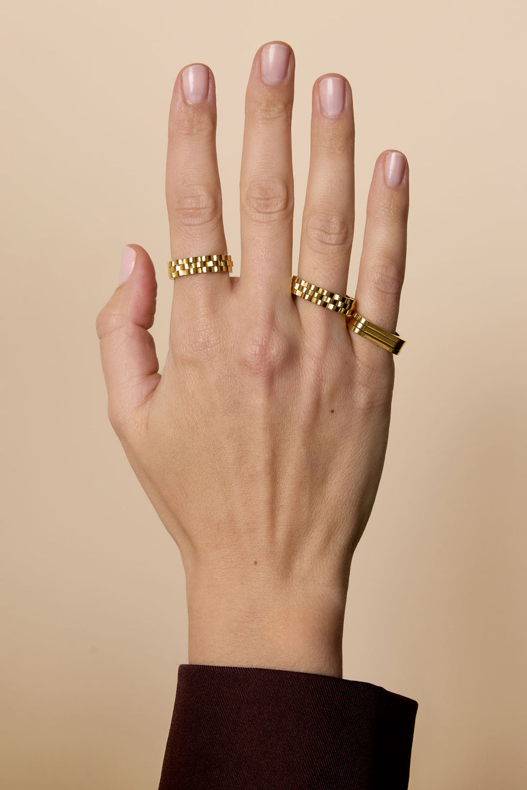 Bagues minimalistes en acier inoxydable rectangulaires Simple Daily 