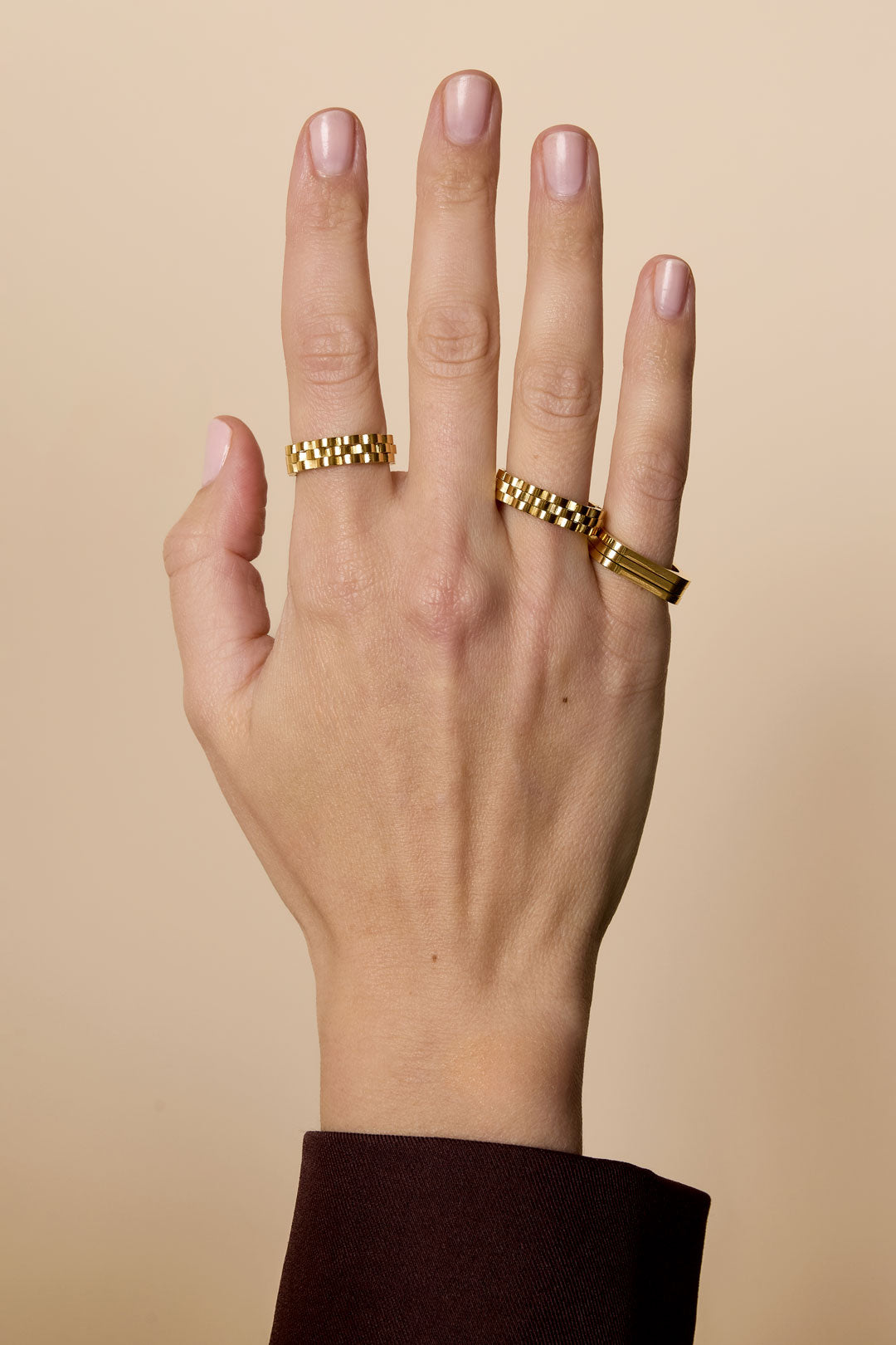 Bagues minimalistes en acier inoxydable rectangulaires Simple Daily 